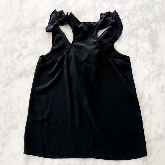 Joie Silk Ruffle Tank Blouse XS Black Work Basic Suiting Casual - Picture 5 of 5